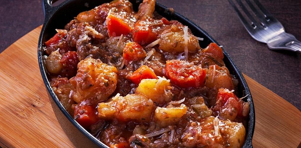 a baked dish in a pot