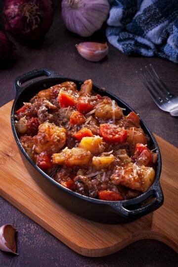 a baked dish in a pot