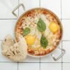 a shakshuka with eggs