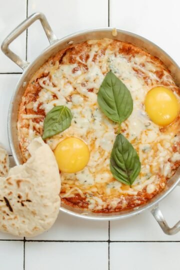 a shakshuka with eggs