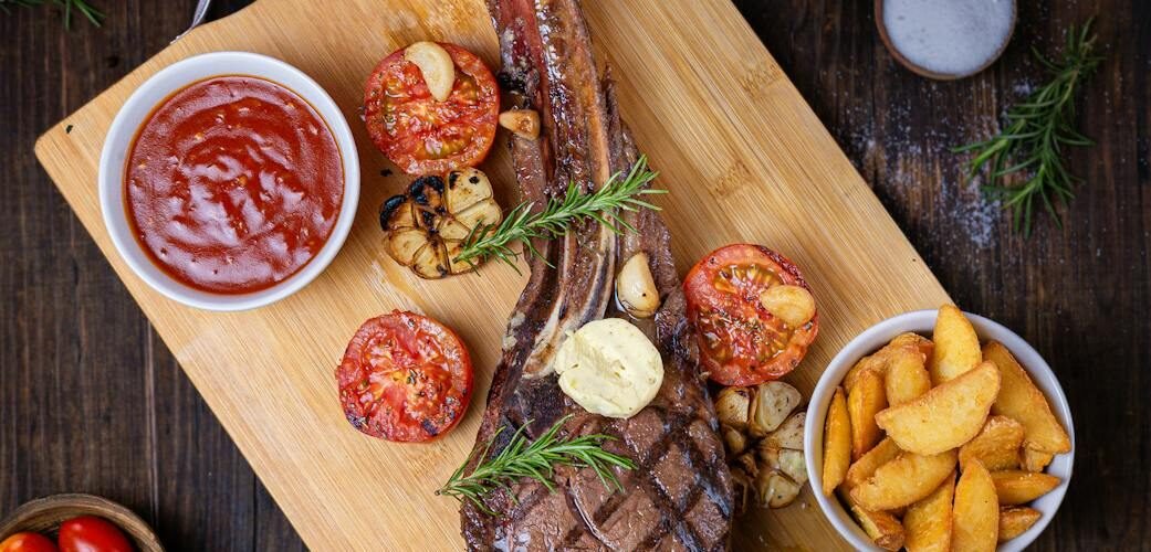 grilled meat on a cutting board