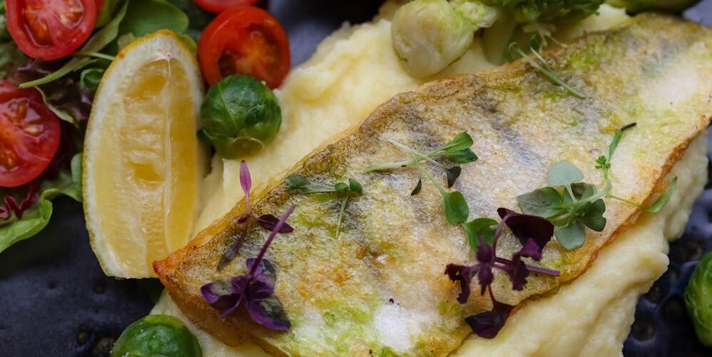 delicious pan seared fish with vegetables